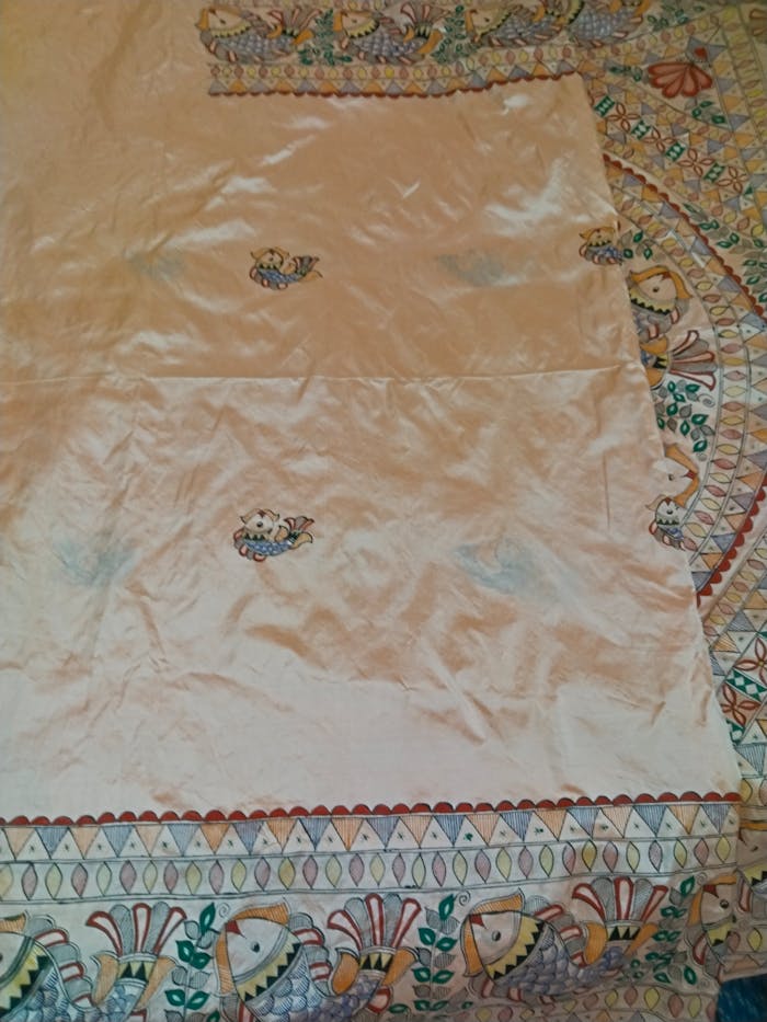 Peacock Themed and Fish Design on Saree - Image 2