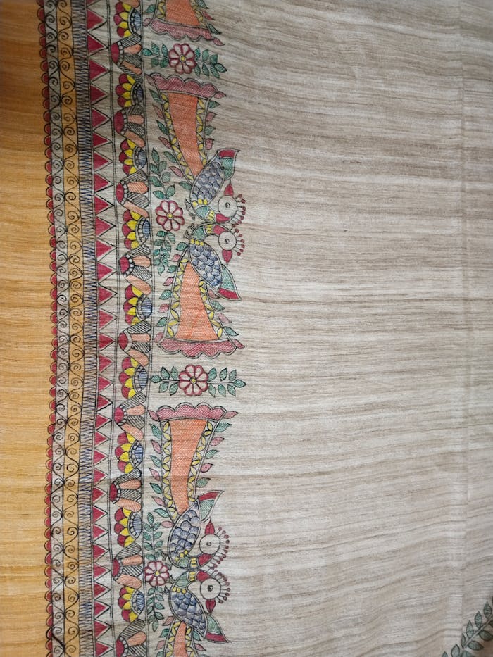 Radha Krishna and Peacock Design on Saree - Image 4