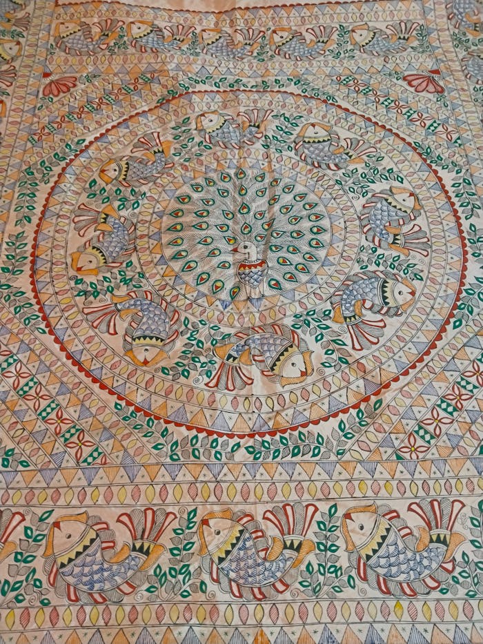Peacock Themed and Fish Design on Saree - Image 3