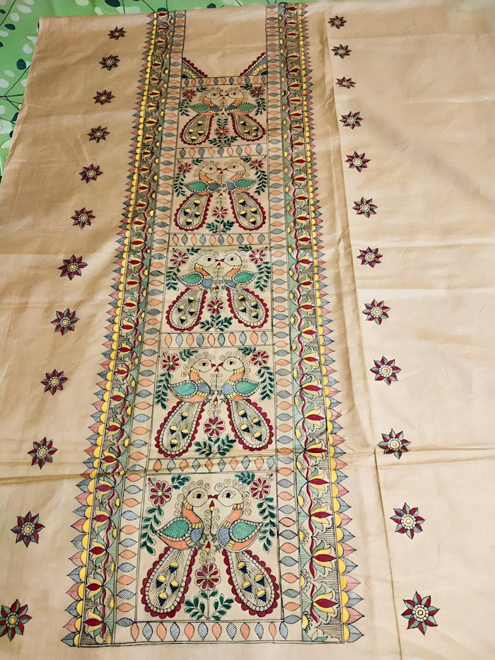 Peacock Themed Design on Kurti - Image 1