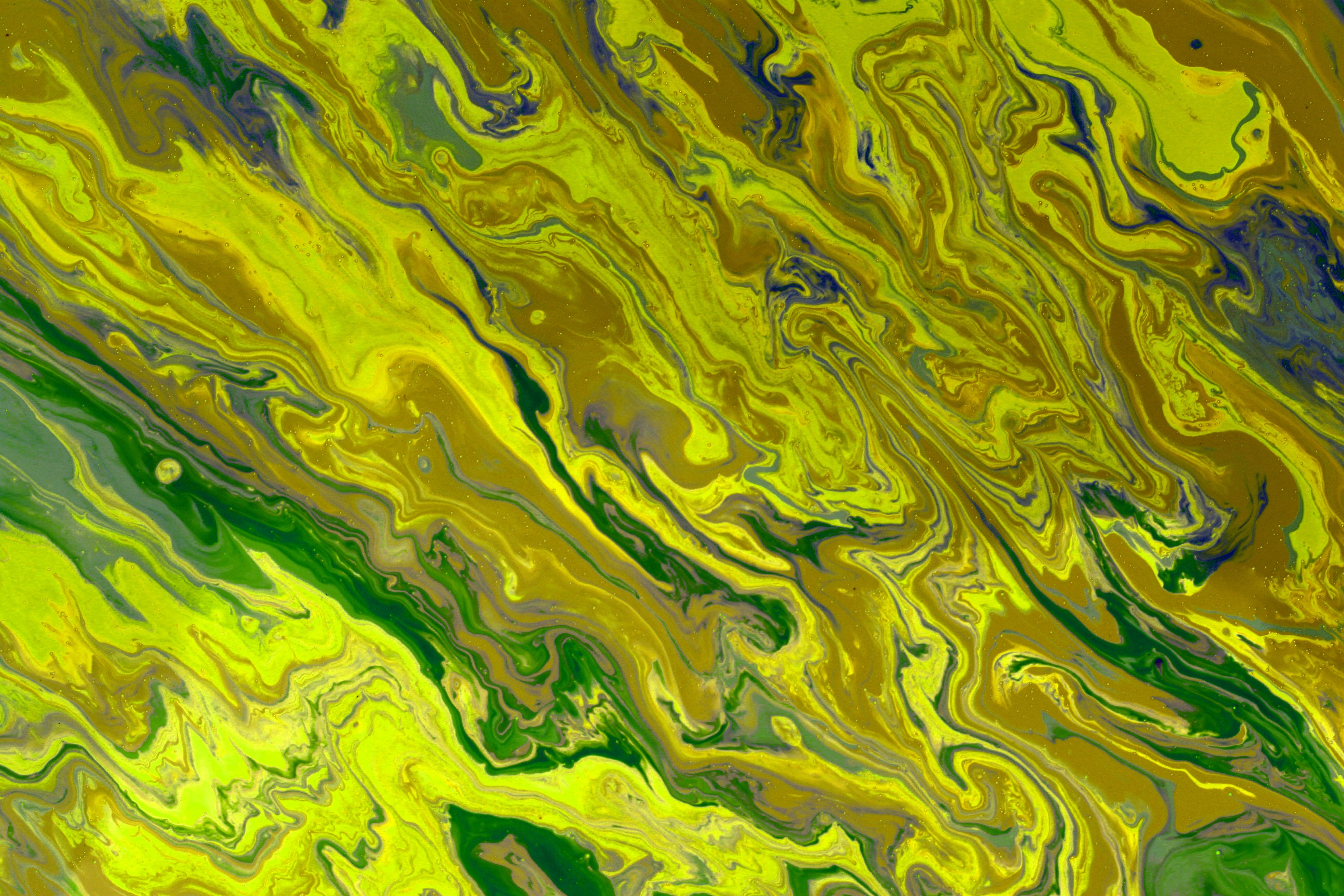 Vibrant Abstract Swirl in Yellow and Green Tones · Free Stock Photo