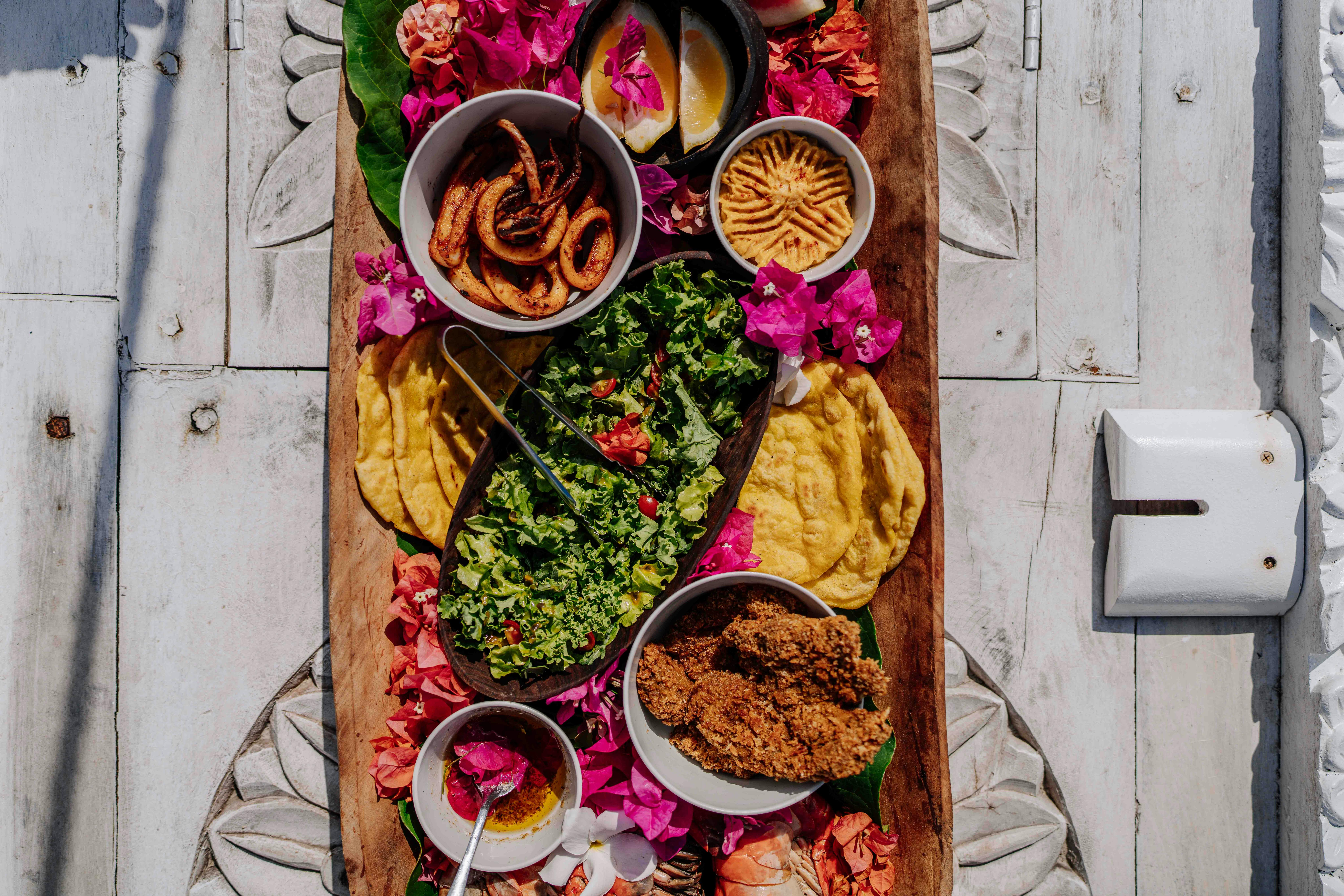 Curaçao blue liqueur and traditional Caribbean food culture