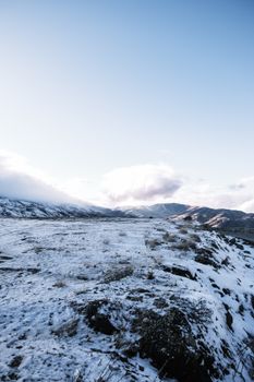 Breathtaking snowy mountain view on a winter day with clear blue skies.