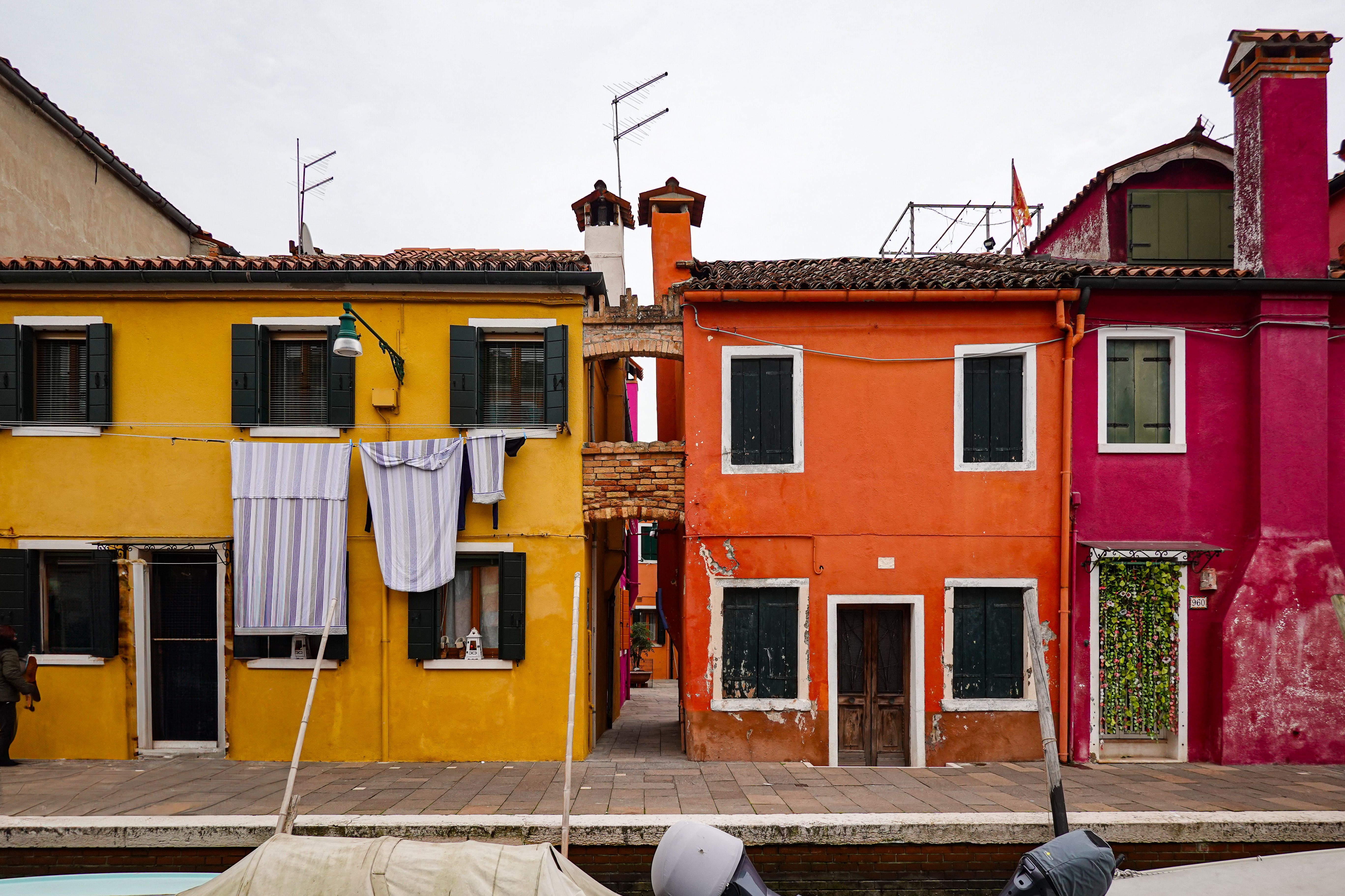 Burano island Venice colourful houses canal