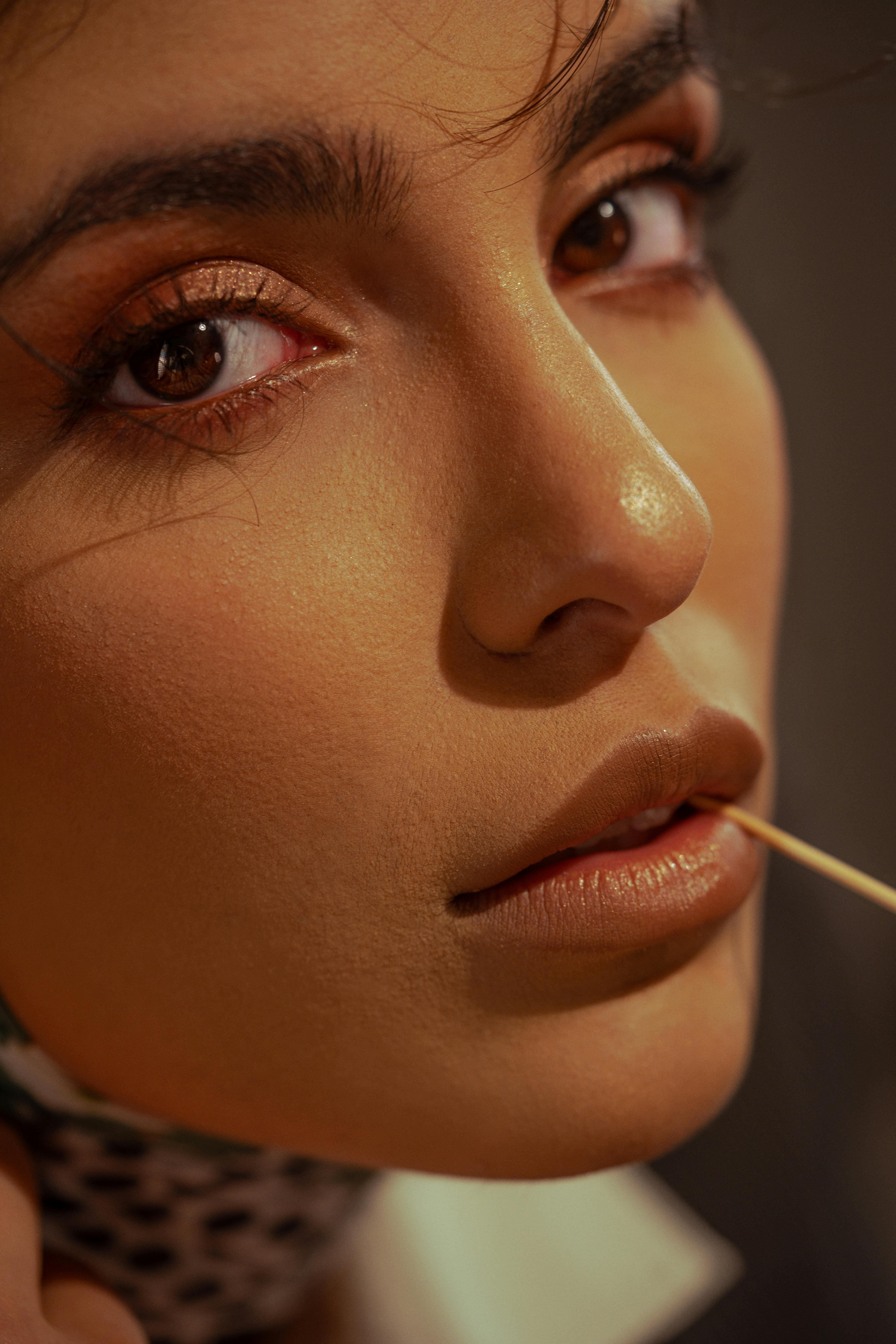 close up portrait of woman with subtle makeup