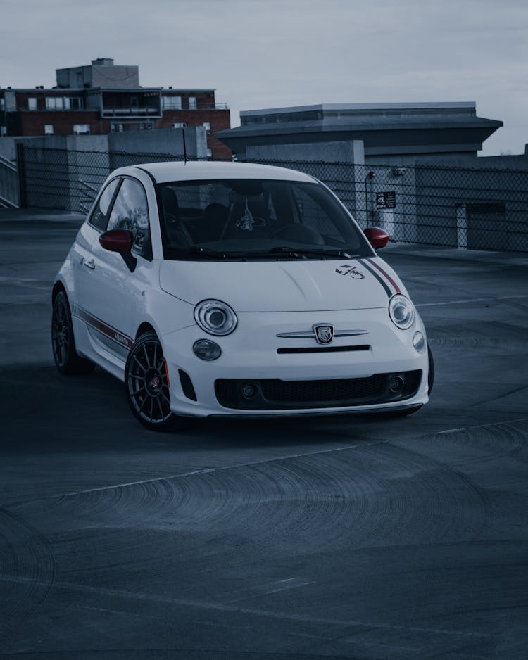 Photo Of A Parked White Fiat 500 Abarth