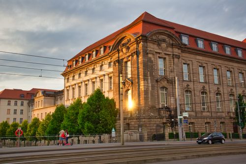 Free Beautiful historic building in Berlin, Germany, with sunset light reflecting on the facade. Stock Photo