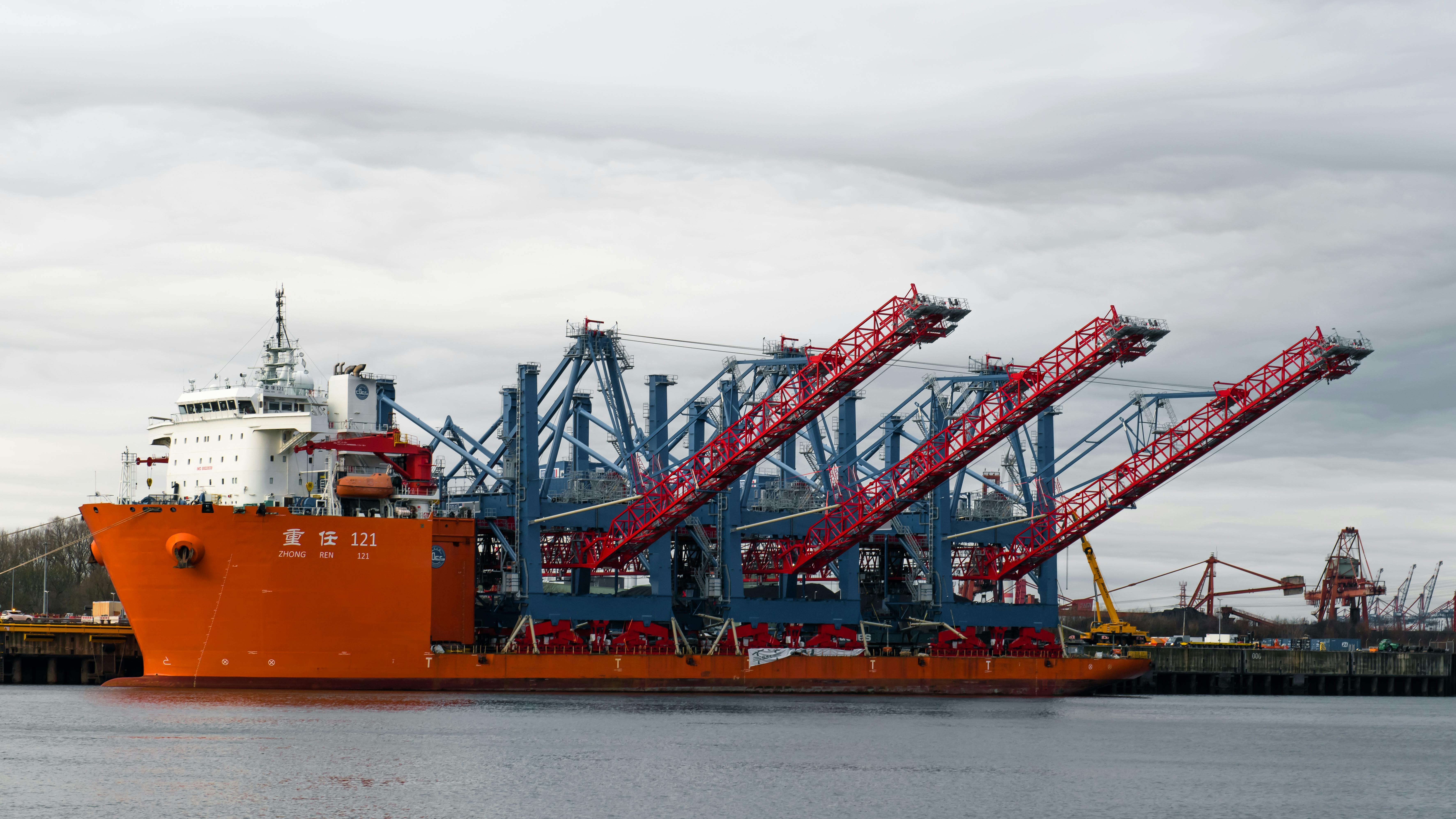 majestic cargo ship docked at hamburg port