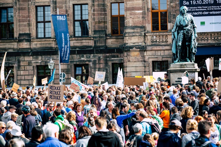 A Crowd Of Protesters In Strasbourg