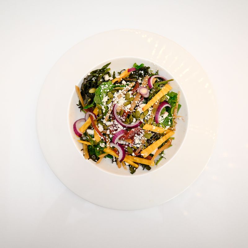 Charred Green Onion and Kale Salad with Miso Dressing