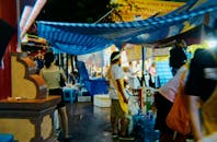 Vibrant Night Market in Bangkok Street Scene