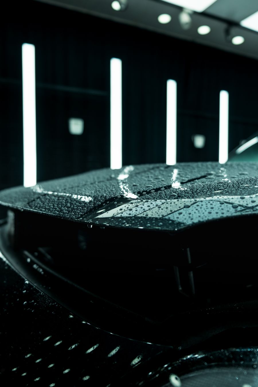 Water beading on a ceramic coated hood