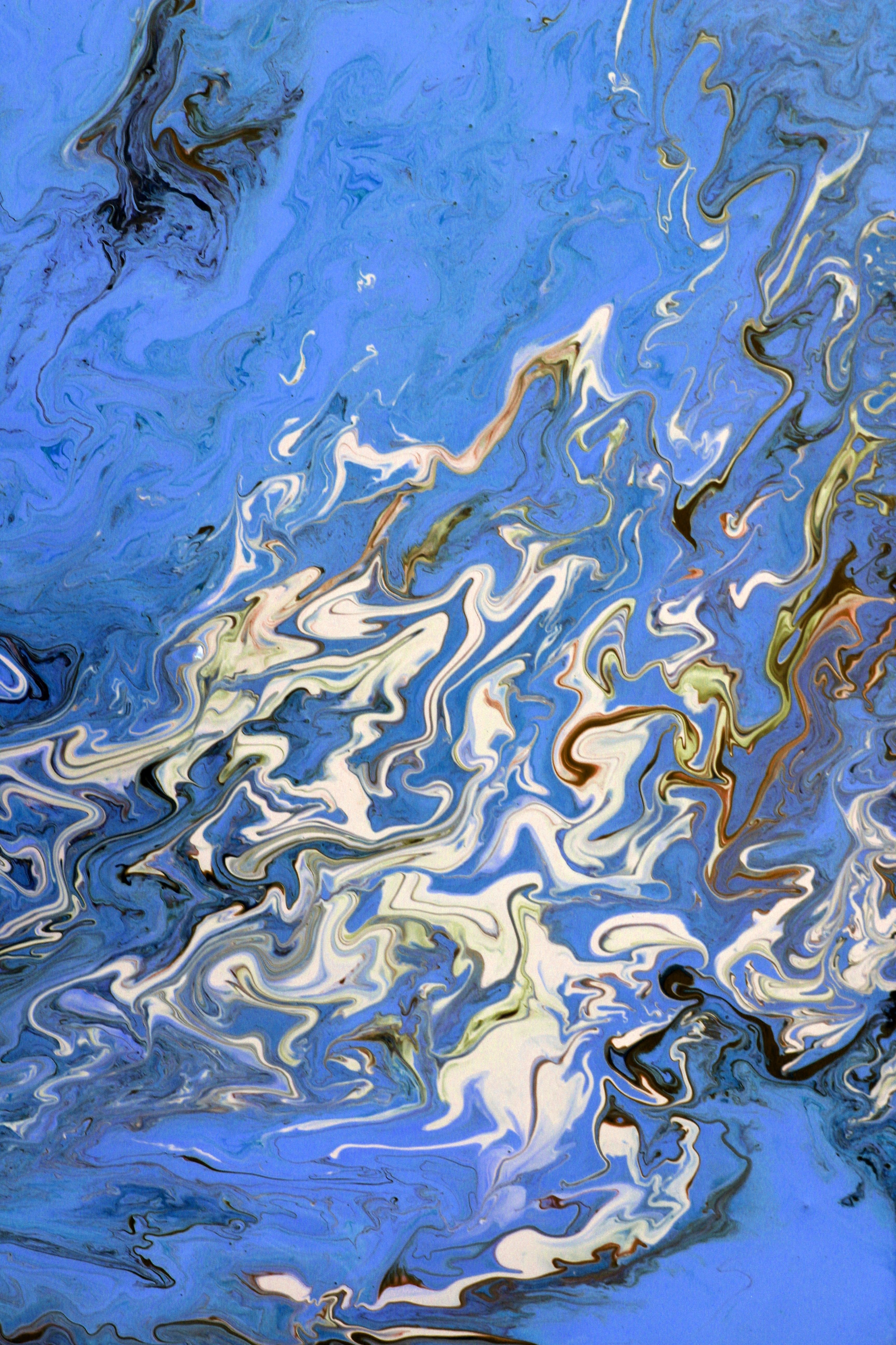 Vibrant Blue Abstract Painting with Swirls · Free Stock Photo
