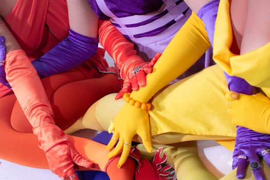 Vibrant close-up of colorful fashion gloves and accessories in Orlando.