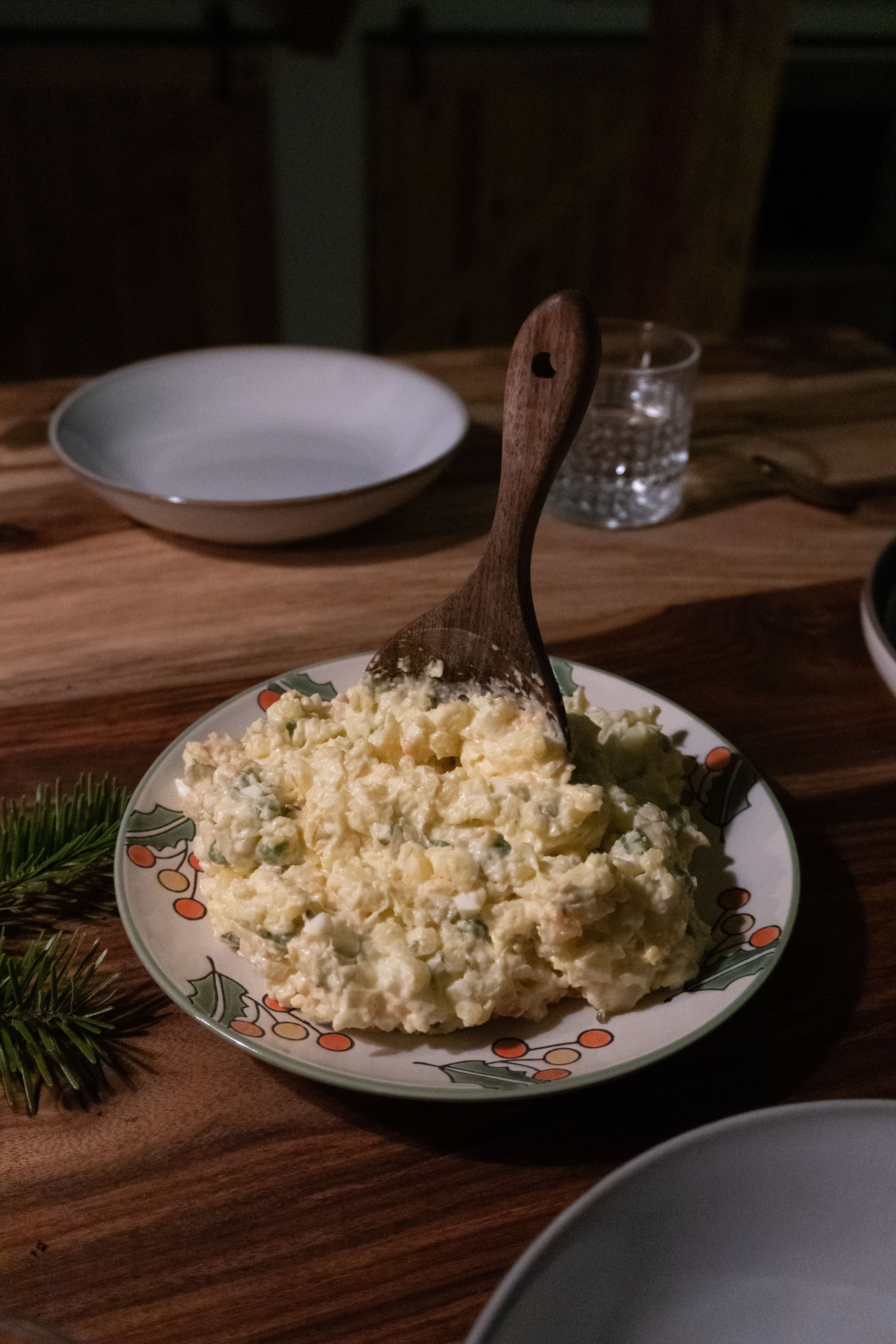 Traditional Slovak Christmas Potato Salad on Table · Free Stock Photo