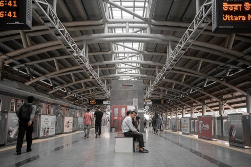 Free Busy metro station in Dhaka, Bangladesh showcasing modern architecture and urban transit life. Stock Photo