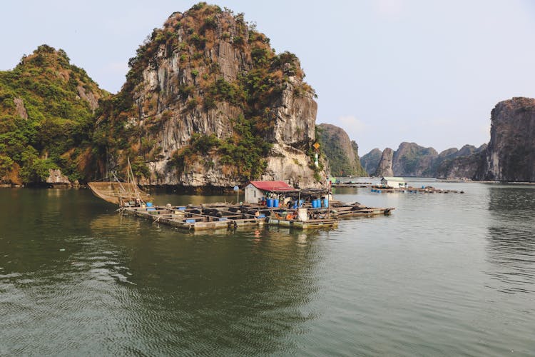 Wooden Raft On Body Of Water