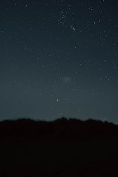 A serene starry night sky above the dunes at Grover Beach, showcasing the beauty of the cosmos.