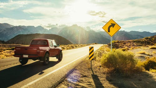 Free Pickup Truck on Highway Stock Photo