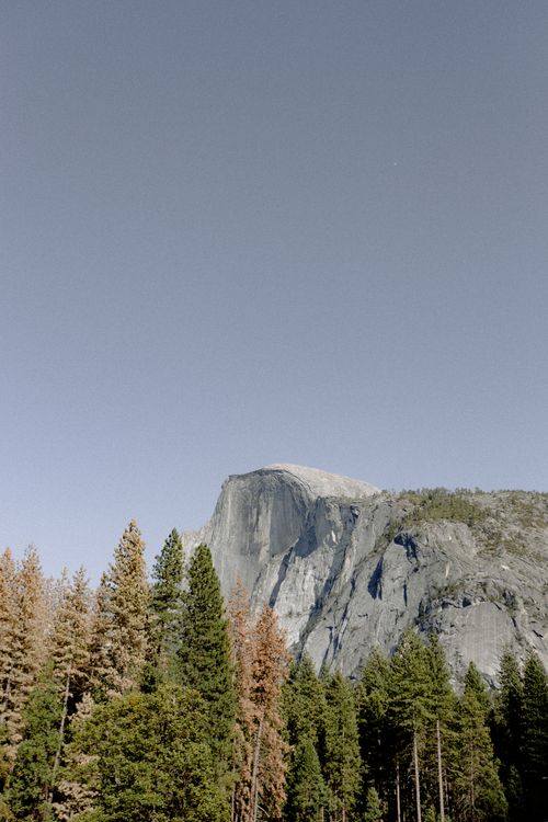 Free Breathtaking view of Half Dome with a forested foreground in Yosemite National Park captured in daylight. Stock Photo