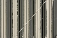 Striped Metal Wall with Diagonal Rope