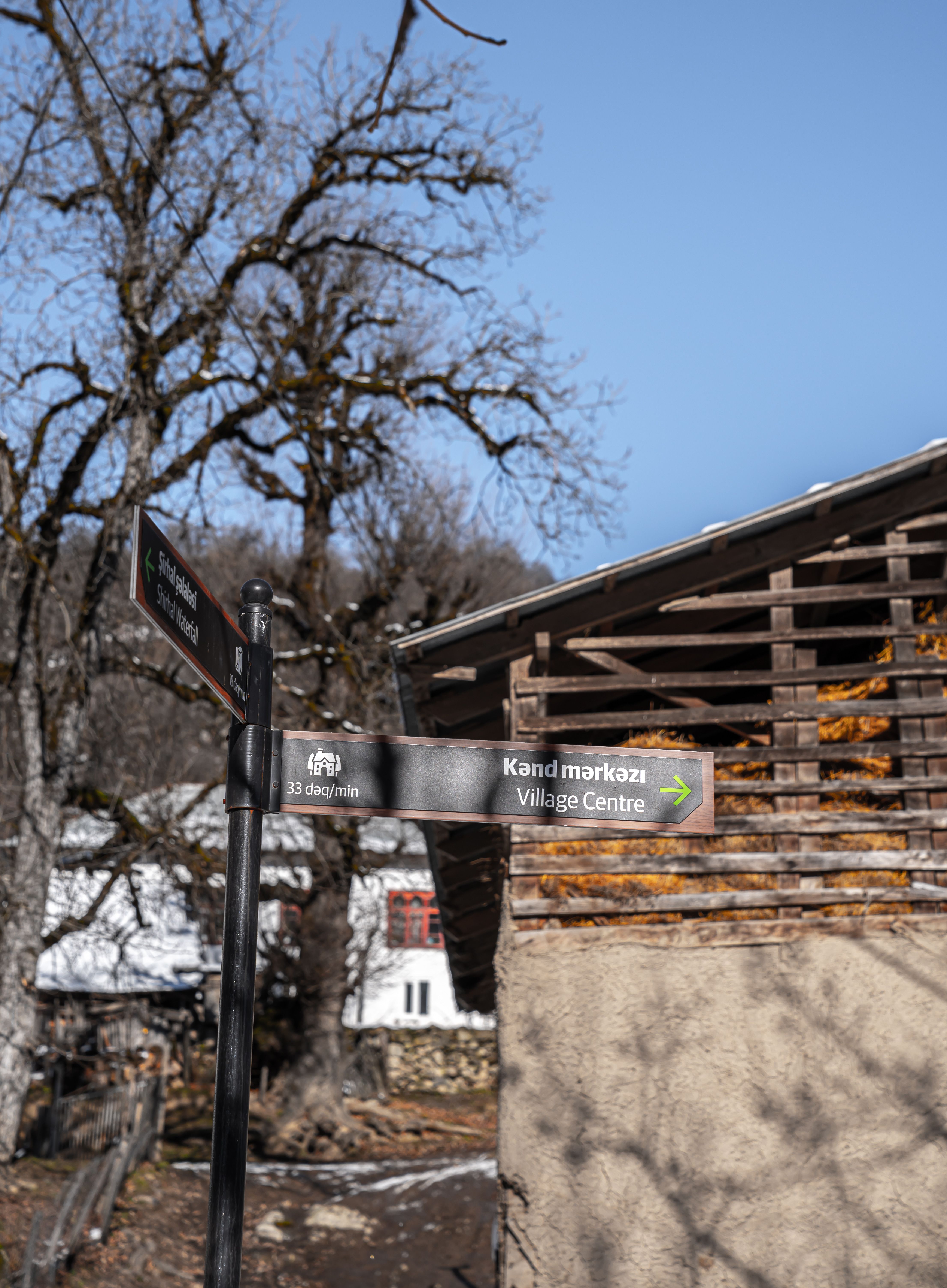 Rural Village Centre Signpost in Winter Scene · Free Stock Photo