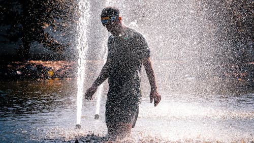 Man in Water Fountain