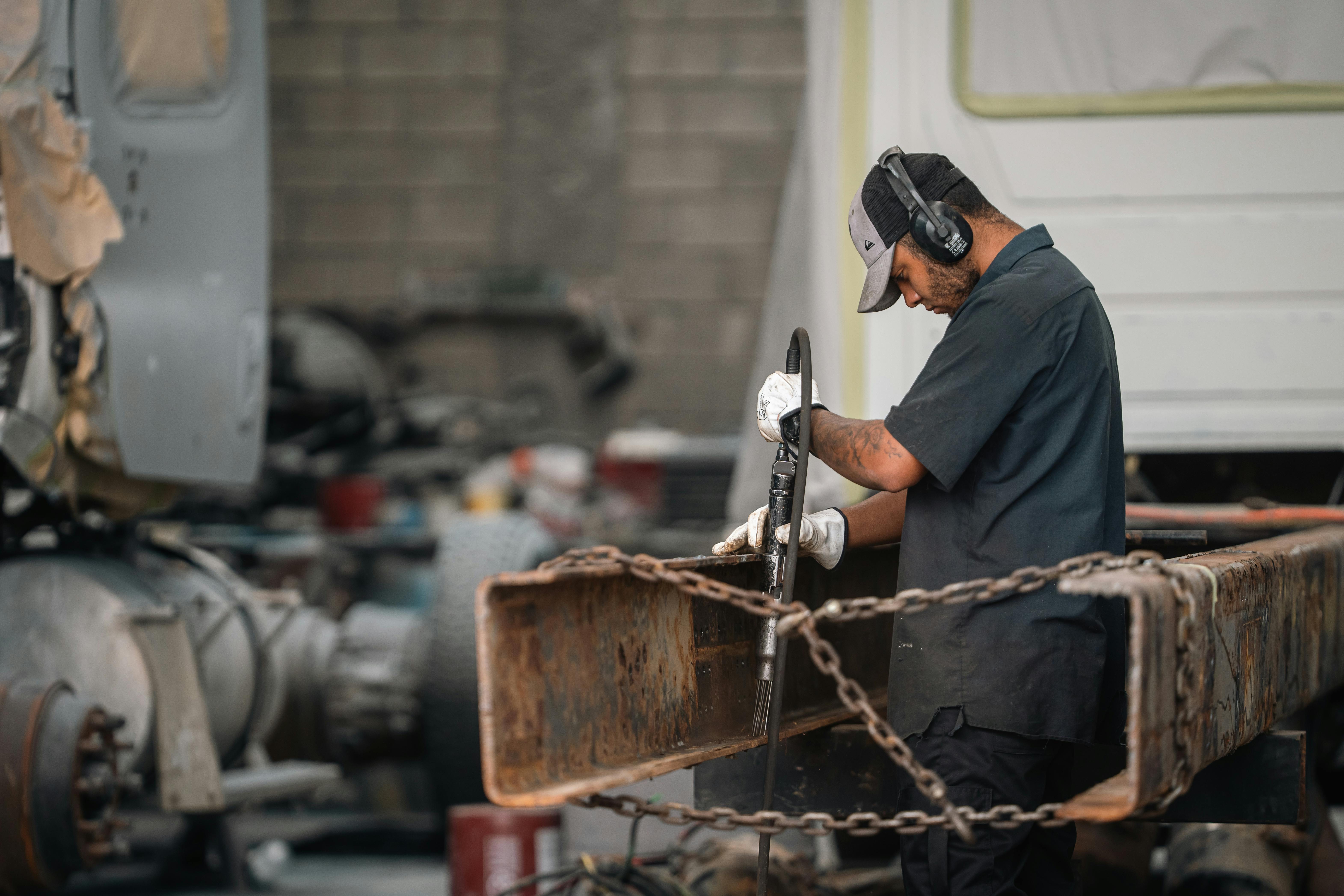 mechanic working in an industrial garage