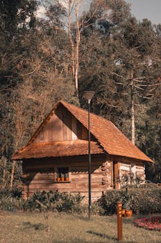 迷人的木制小屋坐落在巴西库里蒂巴的树林中，将乡村与自然的美景尽收眼底