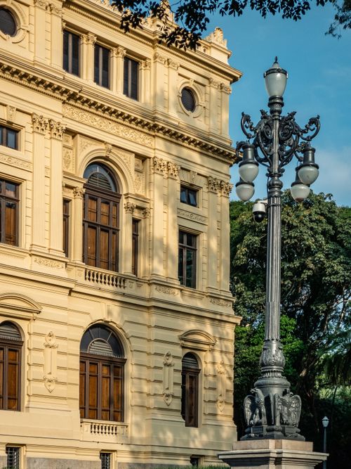 Free Classic São Paulo building with intricate architecture and vintage lamp post. Stock Photo