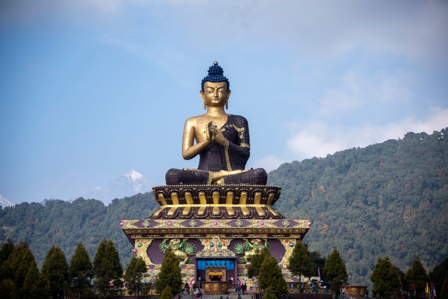 Buddha Park at Ravangla with a Himalayan mountain backdrop