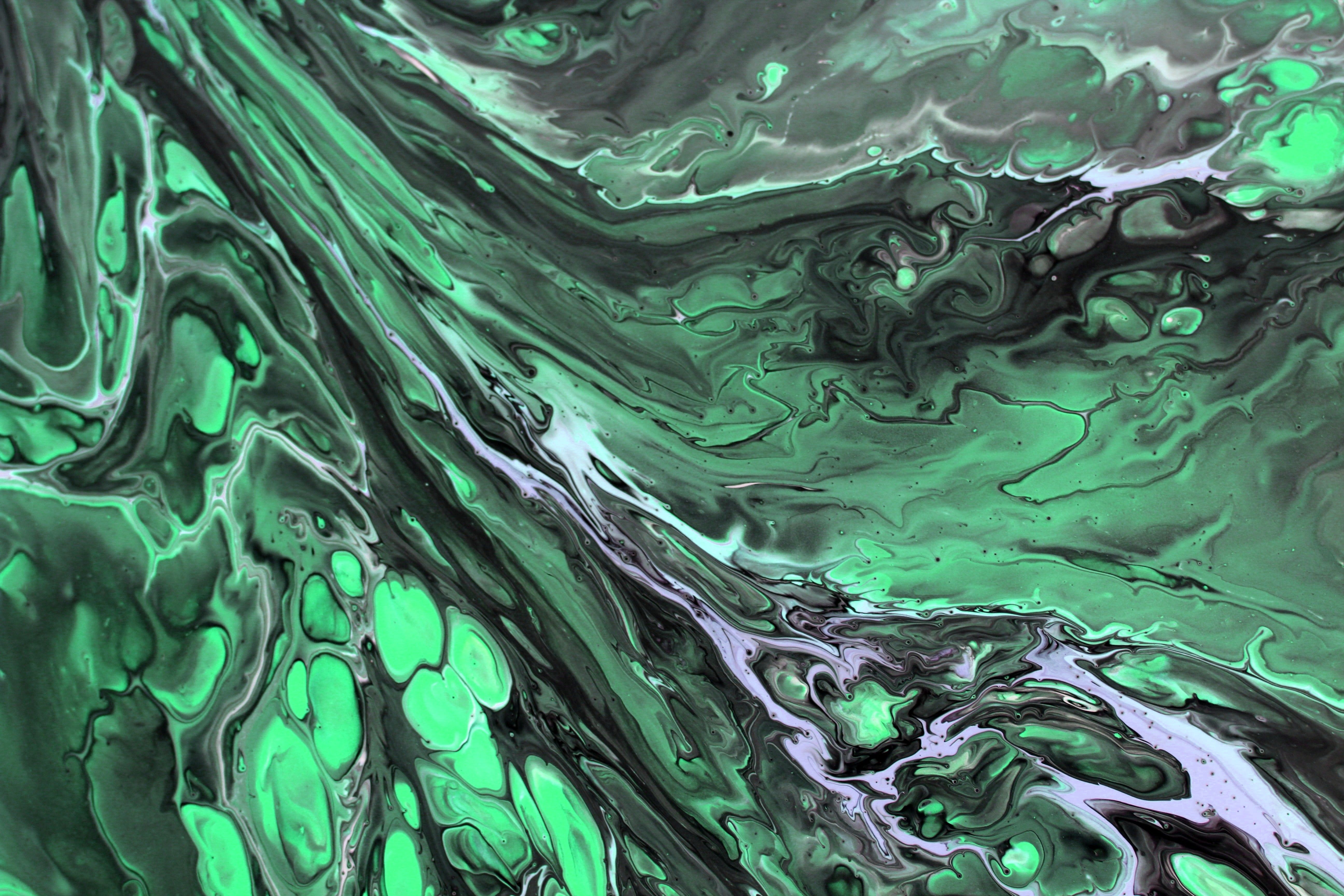 Abstract Green and Black Fluid Art Painting · Free Stock Photo