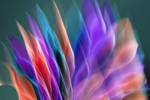Artistic abstract image featuring vibrant wave-like patterns in purple, blue, and orange hues.