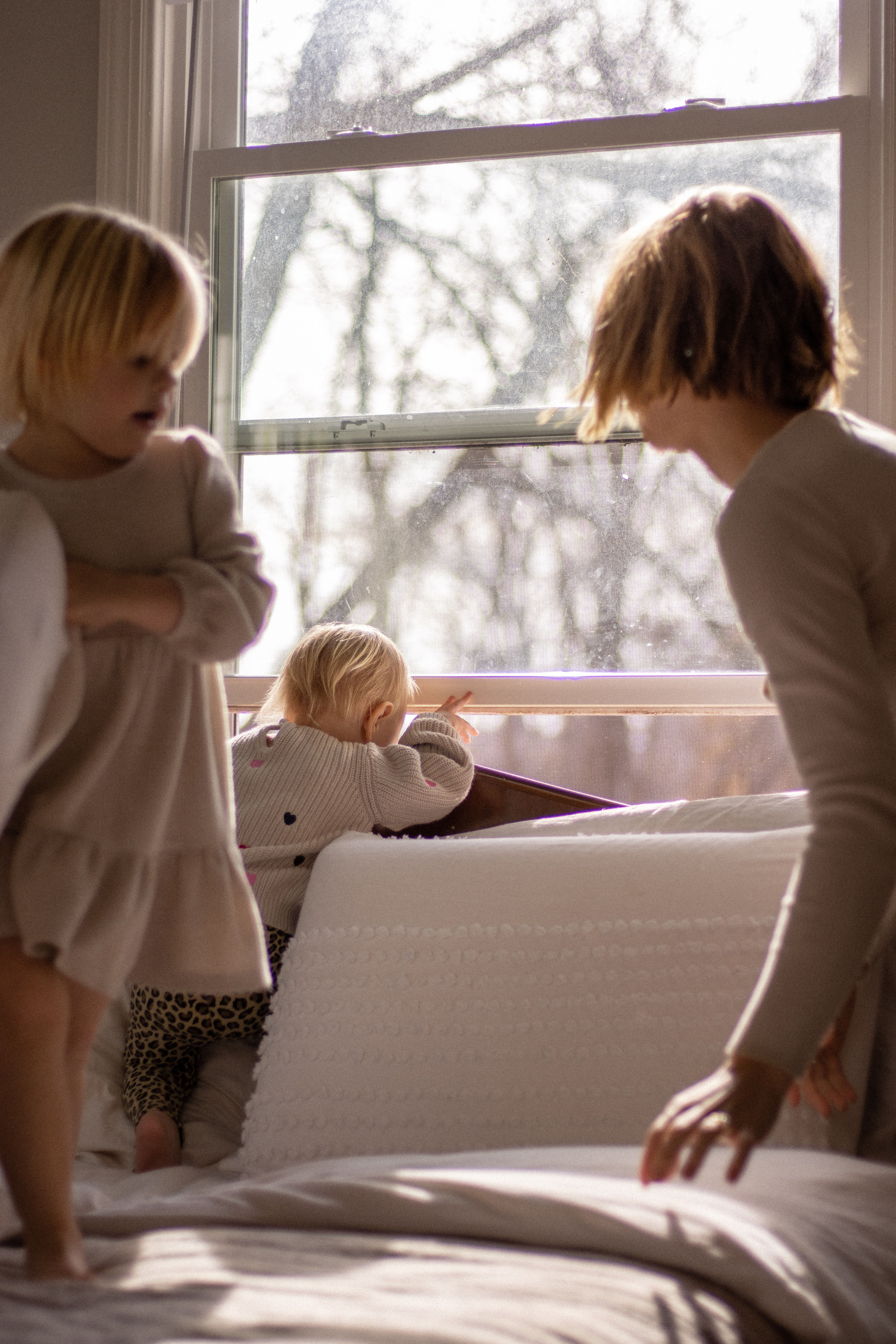 Children in a bright family room