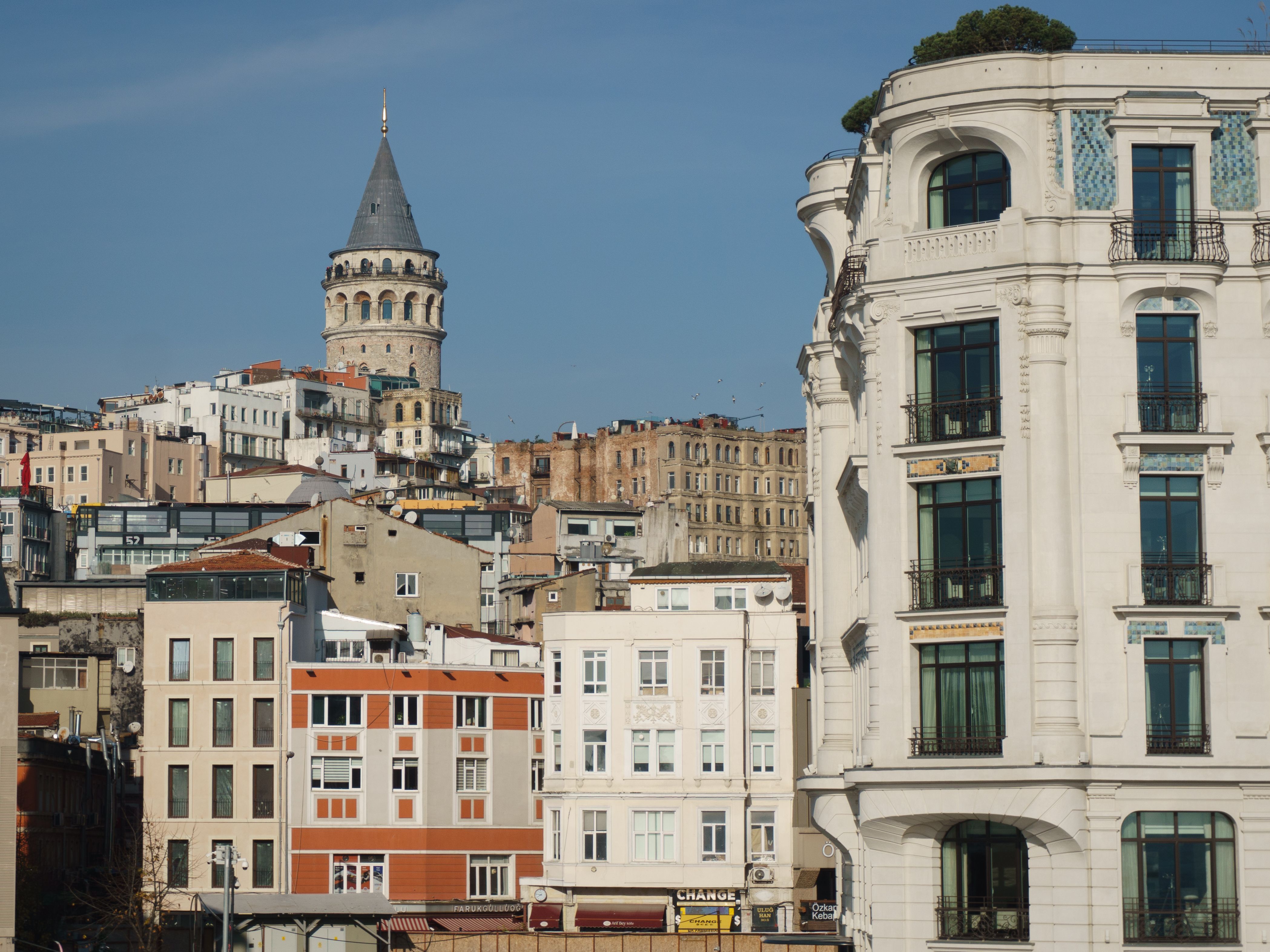 Captivating urban cityscape featuring the iconic Galata Tower in Istanbul, Turkey.