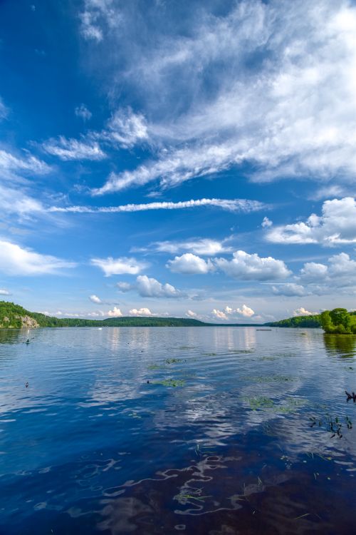 Free stock photo of blue sky, blue sky reflection, blue water Stock Photo