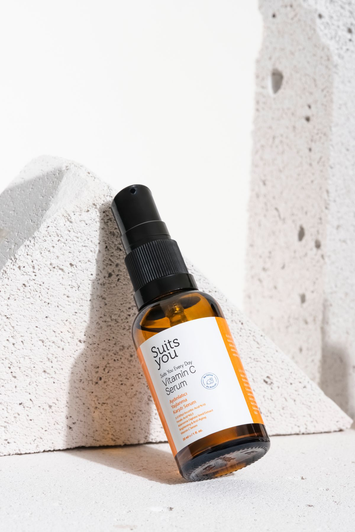 Vitamin C serum bottle in modern minimalist design