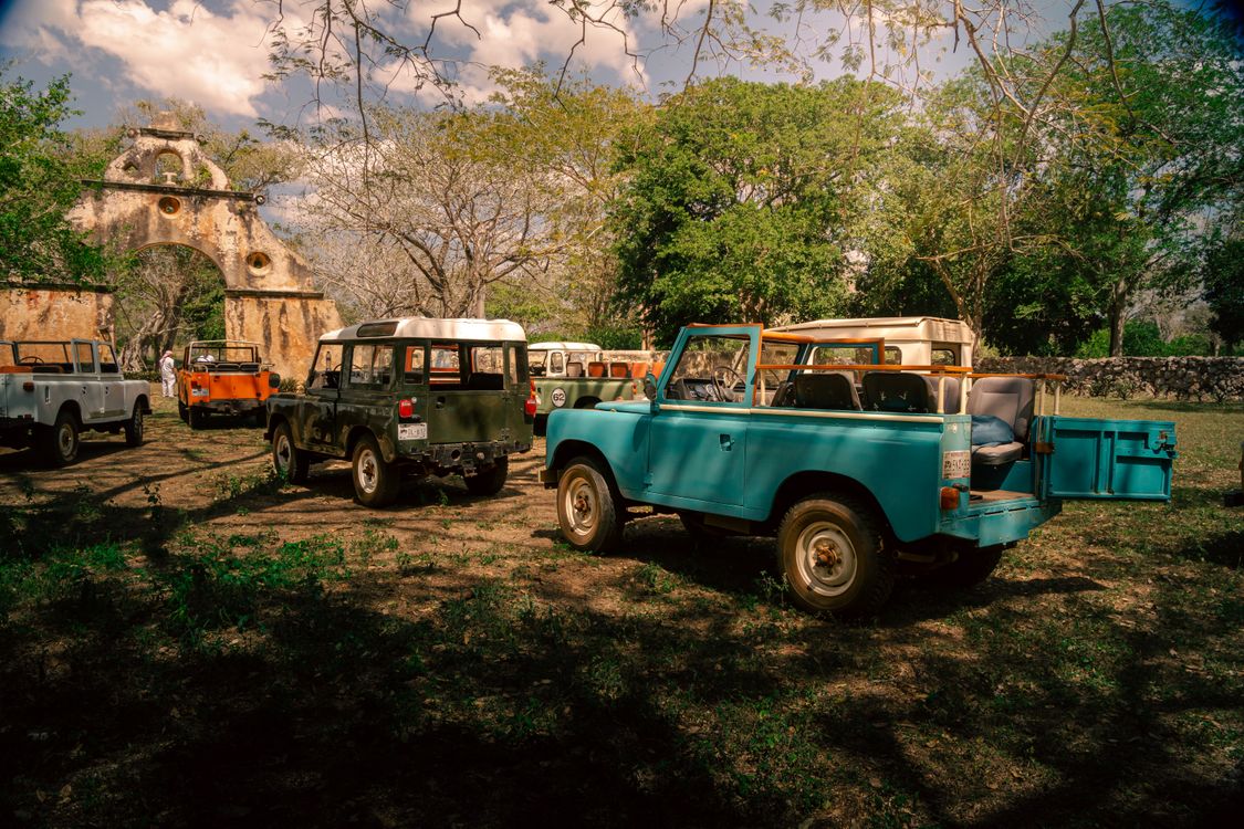 Land Rover 1900s Vintage Land Rovers in Scenic Outdoor Setting · Free Stock Photo