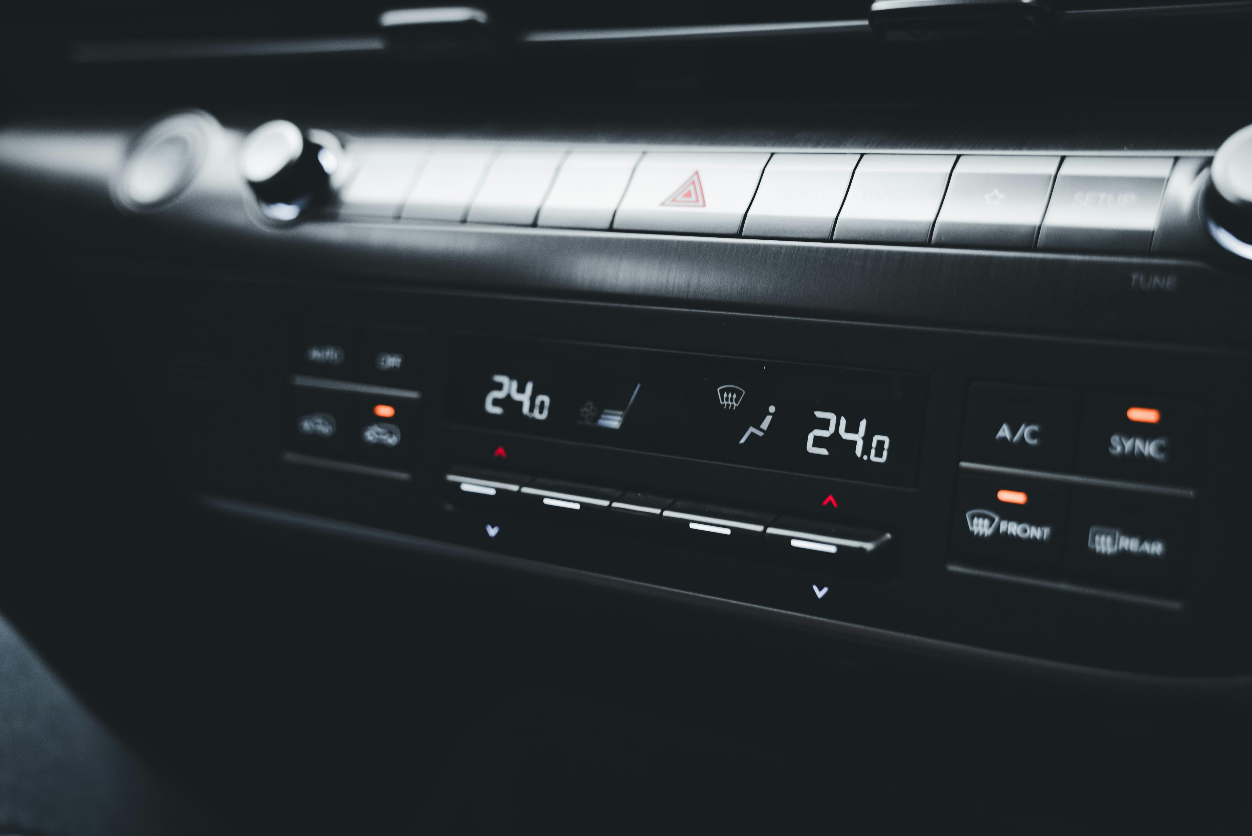 detailed view of car climate control panel