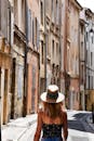 Woman Strolling in Aix-en-Provence Street