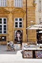 Street Scene in Aix-en-Provence with Art Vendor