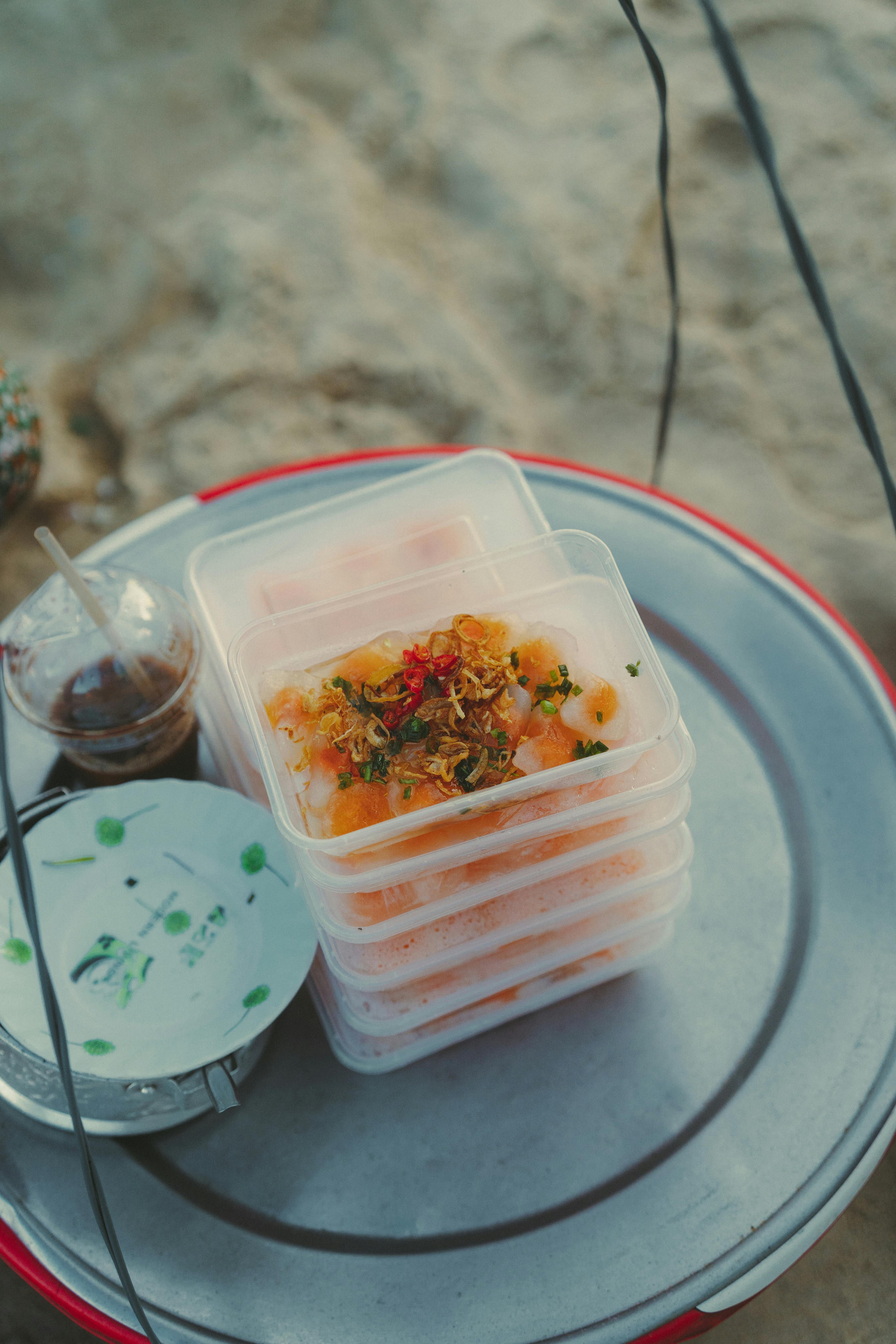 traditional vietnamese rice cakes on beach