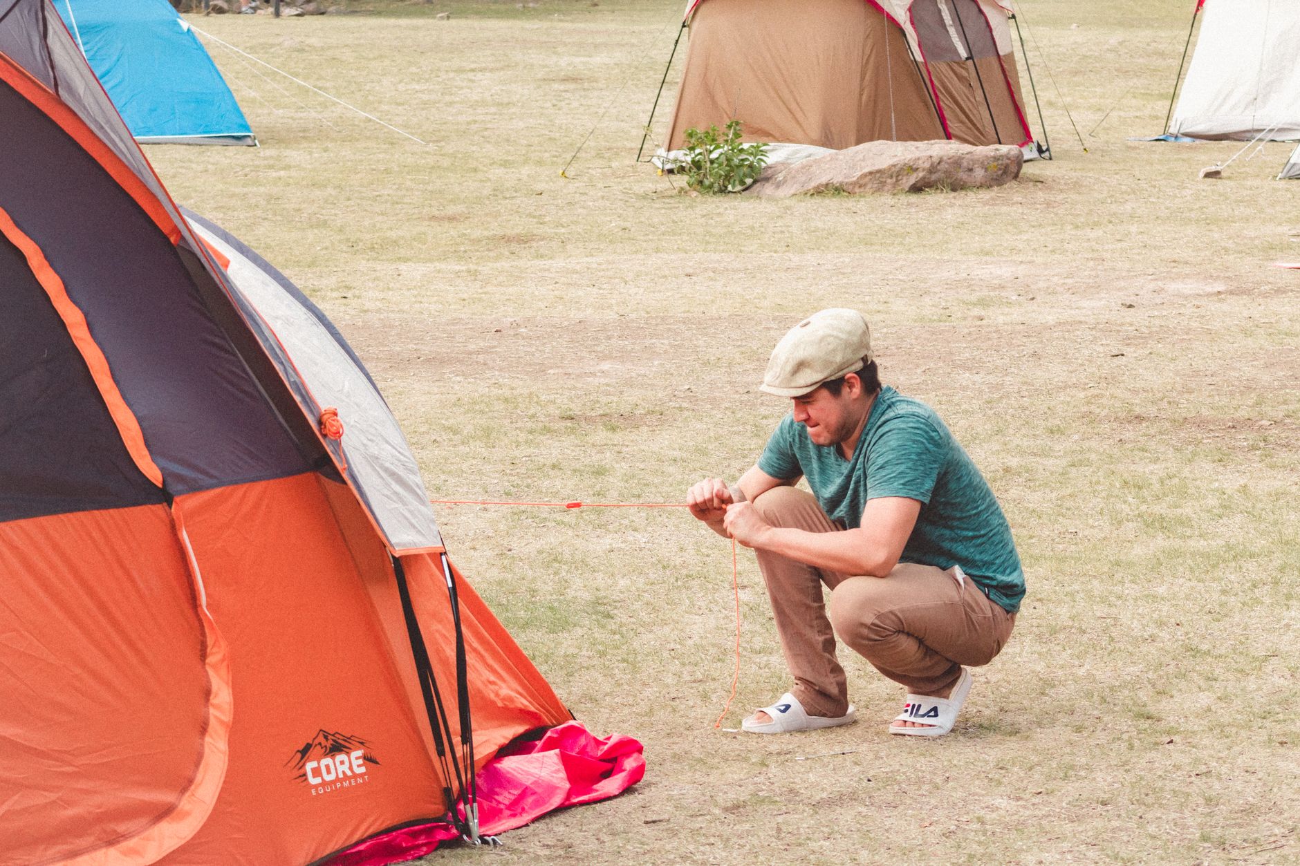 camping festival tent setup