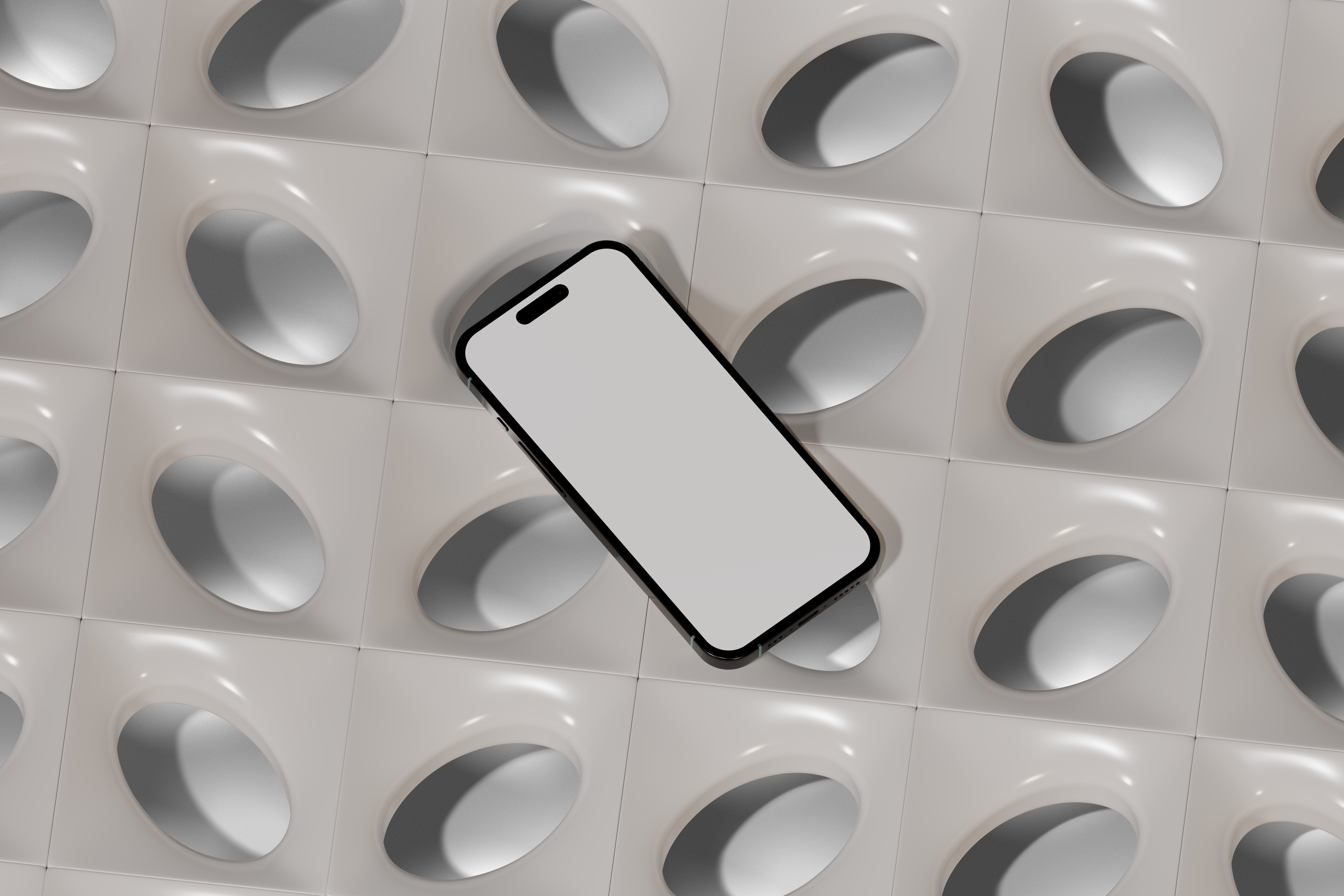 iPhone 16 on Oval Shapes Mockup