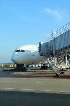 Boeing 787 Dreamliner stationed at boarding gate in Ho Chi Minh City, Vietnam