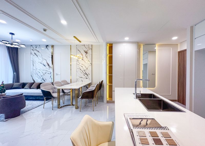 Rendered marble living room panorama