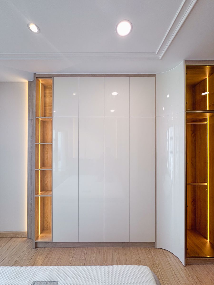 Modern built-in wardrobe with integrated lighting
