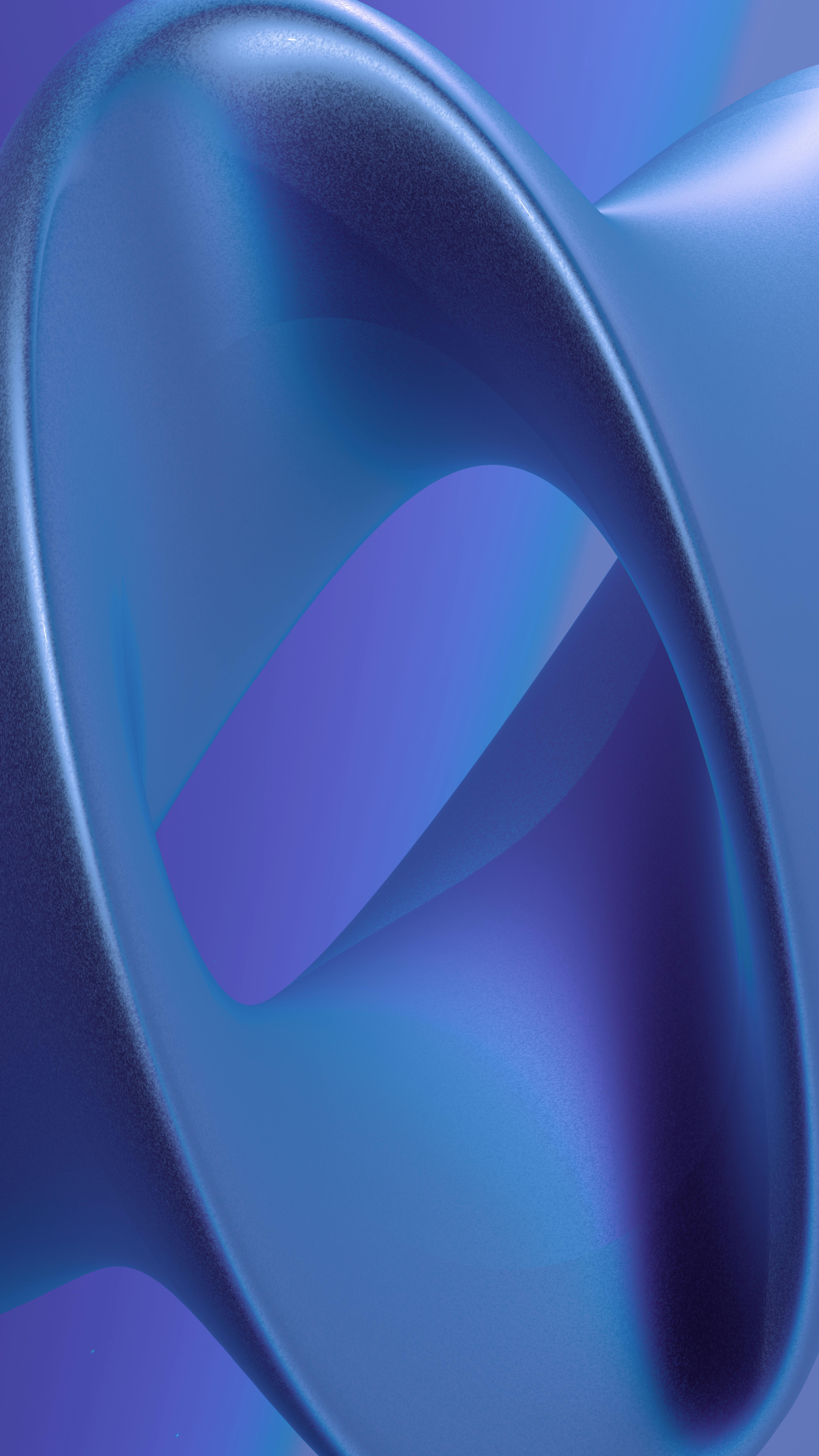 Smooth blue and purple abstract geometric shapes create a modern digital artwork.