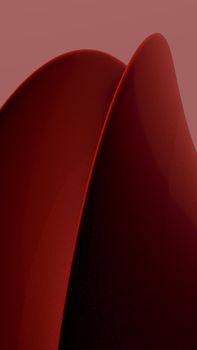A sophisticated abstract piece featuring smooth, flowing red curves against a muted background.