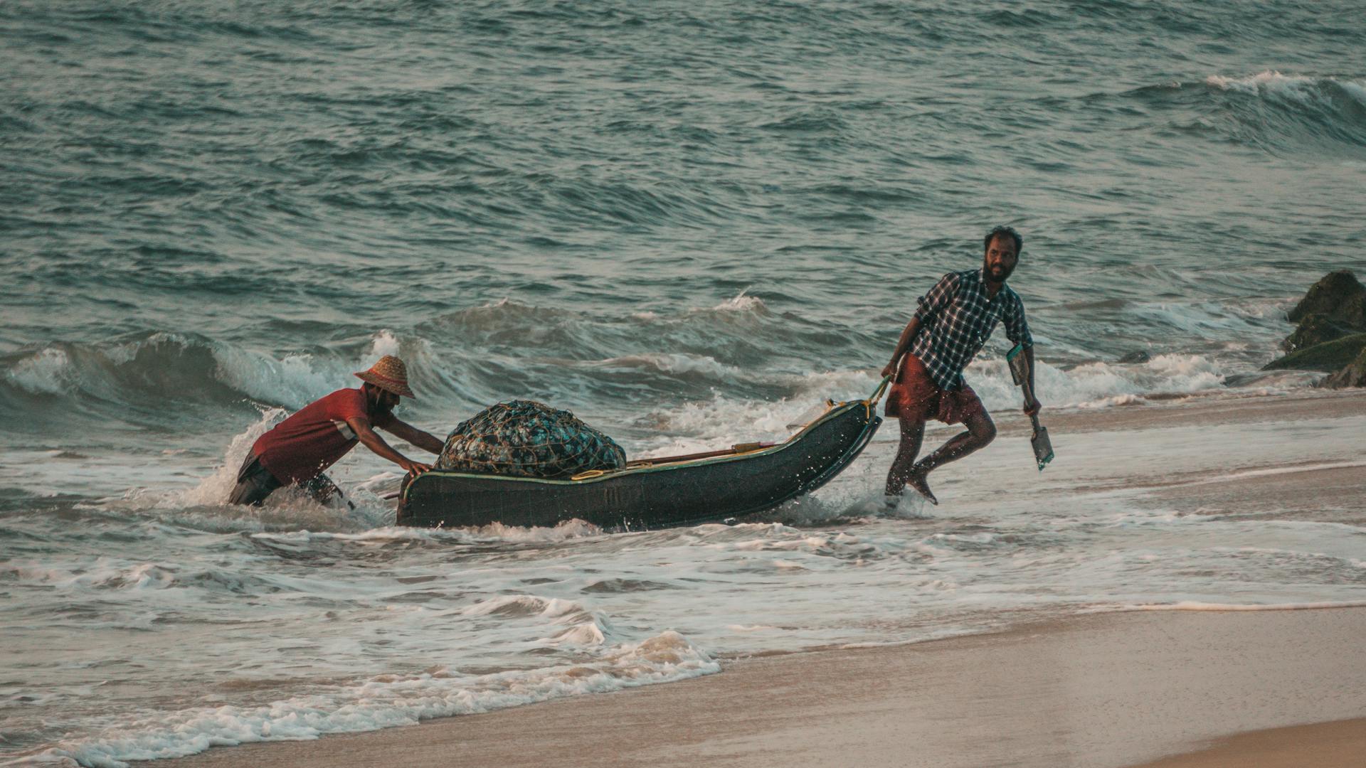 fisherman in beach boat